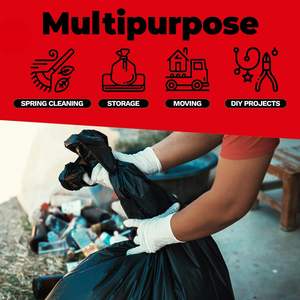 Sacs poubelle Huamaohengchun de 42 gallons, sacs poubelle pour entrepreneurs de 2,5 mil (lot de 50), sacs poubelle noirs très résistants, 33 x 48 pouces - Product Image 4