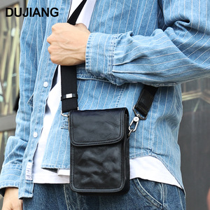 Dujiang Men's Crossbody <b>Bag</b> Genuine Leather Adjustable Strap <b>Small</b> Phone <b>Bag</b> Everyday Use - Product Image 1