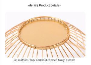 Panier de rangement mural en maille métallique, 1 pièce, pour bol géométrique, fait à la main, étagère pour fruits, en or, noir - Product Image 3