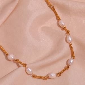 Collar de Perlas de Agua Dulce Trenzadas Hechas a Mano, Gargantilla y Pulsera de Acero Inoxidable Chapado en Oro de 18k - Product Image 4