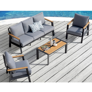 Sedia da <span class=keywords><strong>Giardino</strong></span> <span class=keywords><strong>in</strong></span> <span class=keywords><strong>Alluminio</strong></span> e Legno di Teak con Cuscino Impermeabile <span class=keywords><strong>per</strong></span> Esterni - Product Image 1