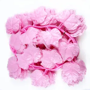 Factory supply synthetic colorful plastic branch vine leaf pink white gold artificial leaf for wedding hotel decoration