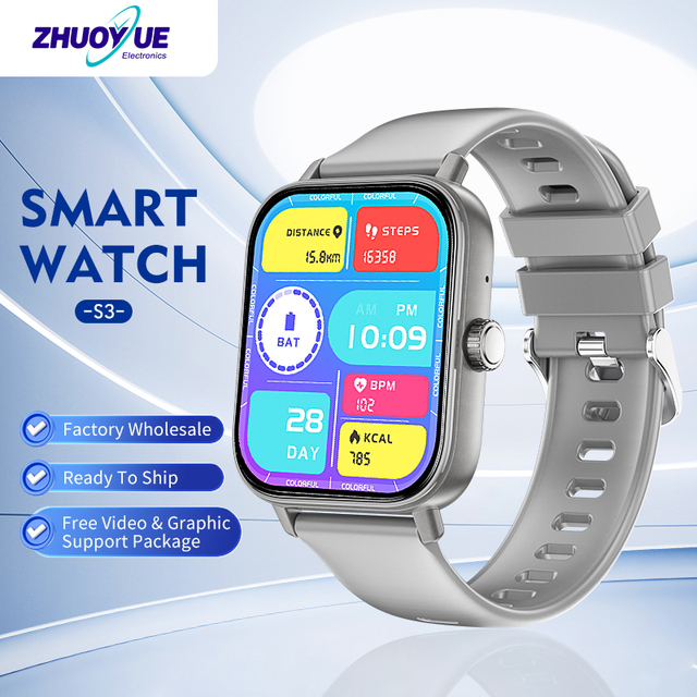 S3 Fashion Smart Watch for Men 1.83 Inch Large Screen HD Wireless Call Heart Rate SpO2 Monitor IP68 Waterproof Fitness