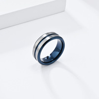 Bague pour homme en acier inoxydable de 8 mm, large, à double couche, élégante, simple, classique et polyvalente