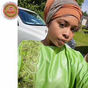 Ensemble 2 Pièces <span class=keywords><strong>Boubou</strong></span> <span class=keywords><strong>Bazin</strong></span> Africain Avec Doublure Broderie Pierres Mali Original Riches Robes de Mariée Dashiki pour Femmes - Product Image 4