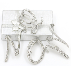 Spilla con Iniziale in Cristallo Trasparente Weiman, Accessori Gioiello da Donna per Matrimoni, Decorazioni, Regali e Artigianato, in Lega Placcata - Product Image 4