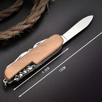 Kleines Multifunktionales Messer mit Holzgriff Überlebens-Taschenmesser für Outdoor mit Graviertem Logo Camping Taktisches Klappmesser Geschenk Mini-Messer