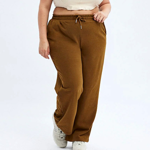 Vêtements pour femmes de <span class=keywords><strong>grande</strong></span> <span class=keywords><strong>taille</strong></span>, tricoté sur mesure, décontracté, <span class=keywords><strong>beige</strong></span>, ample et surdimensionné, baggy marron pour femmes, <span class=keywords><strong>pantalon</strong></span> de jogging à jambes larges, <span class=keywords><strong>pantalon</strong></span> <span class=keywords><strong>grande</strong></span> <span class=keywords><strong>taille</strong></span> - Product Image 2