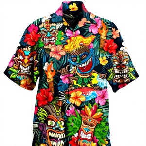 เสื้อเชิ้ตผู้ชายลายชนเผ่าแอฟริกันพิมพ์ลายดอกไม้ฮาวาย แขนยาว ระบายอากาศ แห้งเร็ว เหมาะสำหรับฤดูใบไม้ผลิ สวมใส่สบายๆ - Product Image 3