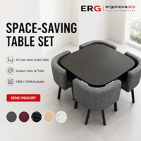 Ensemble de table à manger 4 places gain de place avec chaises rembourrées – Mobilier compact personnalisé pour café, réception et réunions