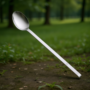 Cucchiaio Piatto U.P. Utensile da portata in acciaio inossidabile con manico lungo extra lungo - Product Image 3