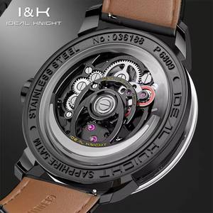 Reloj de pulsera mecánico automático de lujo de alta gama con tourbillon real IDEAL KNIGHT para hombre, transparente y hueco, ideal para dropshipping. - Product Image 6