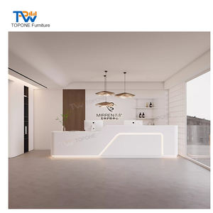 Mostrador <span class=keywords><strong>de</strong></span> Recepción para Clínica <span class=keywords><strong>de</strong></span> <span class=keywords><strong>Belleza</strong></span>, Diseño Lujoso Personalizado <span class=keywords><strong>en</strong></span> Acrílico y Mármol Blanco con Iluminación - Product Image 4