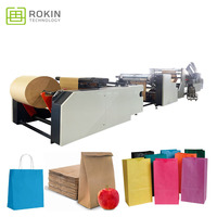 Machine de fabrication de sacs en papier à fond carré entièrement automatique ROKIN BRAND, haute efficacité, équipement de fabrication de sacs en papier