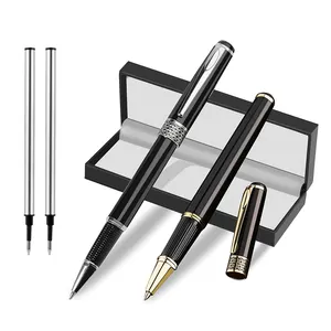 Luxury Heavy Metal Pen Set Custom Printing Engraving Logo Business Gift Metal Roller Ballpoint Pen Factory