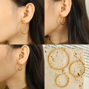 <b>Hoop</b> Earrings For Women Gold Silver Twist Design <b>Large</b> Size Fashion Jewelry - Product Image 4