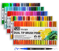 Ensemble de 120 stylos marqueurs à pointe pinceau pour peinture à l'eau, stylo pinceau aquarelle, article promotionnel pour le dessin