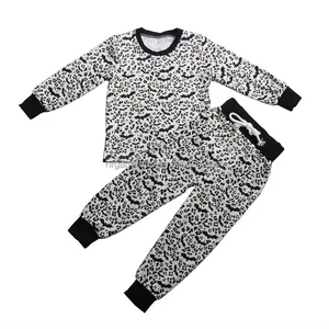 卸売 ジョギング子供のための12歳-カスタムブティックキッズ服ヒョウ柄長袖シャツとジョガー2ピースセット女の子パジャマラウンジセット