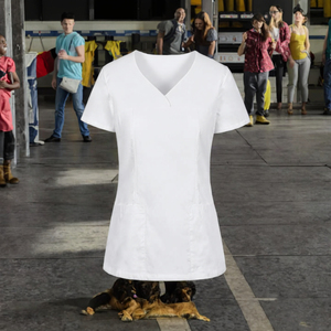 <span class=keywords><strong>B</strong></span>-Well <span class=keywords><strong>INES</strong></span> Túnica de Enfermería Tejida para Mujer, Manga Corta, Cuello en V, Ropa de Trabajo para Hospital (Blanco M) - Product Image 3