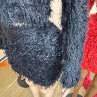 Ensemble 2 pièces pour femme, haut court à manches longues et mini-jupe, en fourrure bouclée et duveteuse