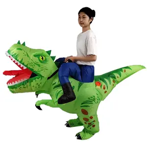 Nouveau vert adulte enfants équitation dinosaure gonflable costume drôle Animal montage accessoire Spitty-head Tyrannosaurus Rex