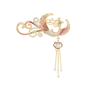 Muyu Chinese Style Enamel Phoenix Brooch For Women With Pearl Tassel Daily Wear Animal Corsage Fine Jewelry Accessory - Product Image 5