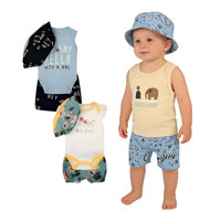 Conjunto de Ropa para Bebé Unisex Bulala, 3 Piezas, Algodón Transpirable, Diseño Floral, Gorro, Pantalones Cortos sin Mangas, Mono, Verano, 0-12 Meses