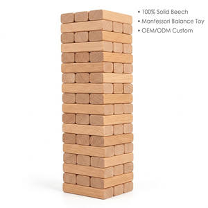 Tour à empiler géante en bois, 54 pièces, blocs en bois <span class=keywords><strong>de</strong></span> hêtre, logo personnalisé OEM, impression sérigraphique, jouet d'équilibre, <span class=keywords><strong>jeu</strong></span> <span class=keywords><strong>de</strong></span> <span class=keywords><strong>société</strong></span> <span class=keywords><strong>de</strong></span> table - Product Image 1