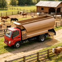 Distributeur d'aliments multifonctionnel à quatre roues pour tous les animaux d'élevage : bovins, ovins, équins, chameaux, porcs