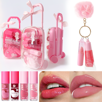 Offre Spéciale : Coffret Magique Mini Valise de Maquillage pour les Lèvres – Ensemble 6 Pièces Rouge à Lèvres et Gloss avec Pendentif – Hydratant, Longue Tenue, Kit Cadeau Adorable