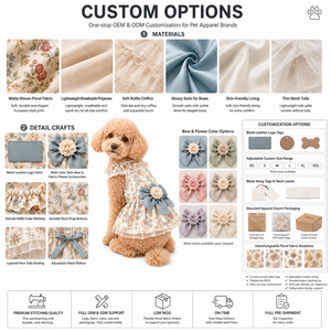 High-End Floral Print Cotton Pet Dress Ruffle Neck Multi Color Bow Flower Tulle <b>Small</b> <b>Dog</b> Cat Summer Wedding Bridal Outfit - Product Image 3
