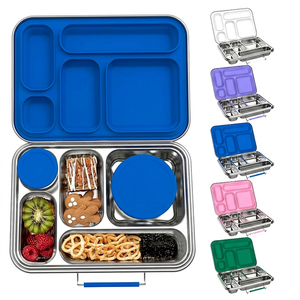 OEM ODM Wholesale Portable Leakproof Kids Metal Lunchbox Rectangle Single Tier Stainless Steel Bento Lunch Box with Lid - Product Image 1