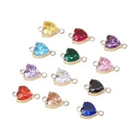 Acier chirurgical Prong Setting CZ Heart Connectors Fade-proof DIY Findings for Necklace Bracelet Multi-layer Jewelry Craft Supply