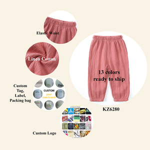 Pantalons en coton et <span class=keywords><strong>lin</strong></span> pour enfants, printemps été, pantalons fins, bloomers pour filles, vêtements de rue tendance, pantalons longs, vente en gros - Product Image 6