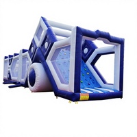 Parcours d'obstacles gonflable commercial portable de grande taille pour enfants - Matériau PVC, capacité 1000 kg, taille et couleur personnalisables, pour fêtes et jeux d'extérieur