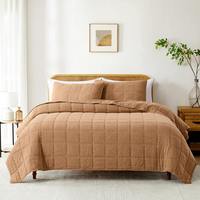 Ensemble de couvre-lit matelassé marron moderne, style luxueux, tissu doux et respirant pour chambres King, Queen, Twin, OEM ODM