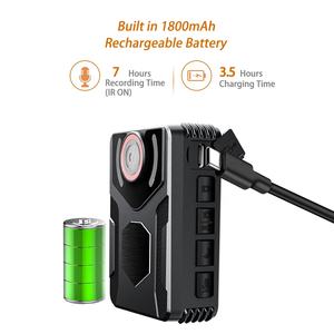 Caméra corporelle A55, batterie longue durée 1800 mAh, enregistrement 11h, lumière d'avertissement, 4 LED IR vision nocturne, détection de mouvement, webcam - Product Image 5