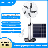 Ventilador solar con luz, recargable, silencioso, para uso doméstico y camping al aire libre, ¡muy vendido!