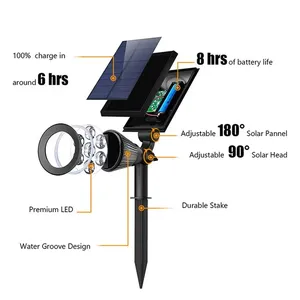 Focos solares LED para exteriores, luces impermeables IP65, brillo ajustable para decoración de jardín, patio trasero, entrada de vehículos - Product Image 5