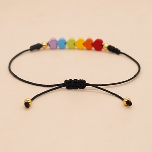 Boho Smart Bracelets 7Chakra Hématite Arc-en-ciel Couleur Perlé Coeur Charme <span class=keywords><strong>Bracelet</strong></span> Pour Femmes Amitié Bijoux Noir Corde Bijoux - Product Image 5