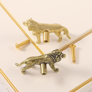มือจับประตูทำจากทองเหลืองรูปสิงโตที่โดดเด่นจับลิ้นชักในห้องนั่งเล่นห้องนอนมือจับทองแดงสุดสร้างสรรค์ - Product Image 5