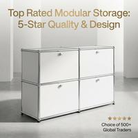 Aparador Modular Contemporáneo Directo de Fábrica con Compartimentos Ajustables, Estantes y Estructura de Aleación Resistente a la Oxidación para Sala de Estar