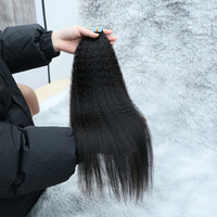 Extensions de cheveux naturels bruts à bandes adhésives, lisses et texturées (Yaki), de 14 à 24 pouces, vente en gros, personnalisation acceptée
