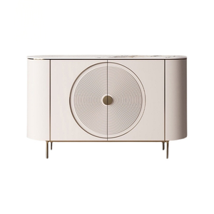 Buffet de rangement moderne pour salle à manger et cuisine, de luxe, blanc laqué brillant, avec poignées - Product Image 2