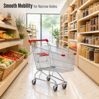 Chariot de supermarché de qualité supérieure en acier durable avec logo personnalisé, style allemand, pour les chaînes de magasins et les épiceries