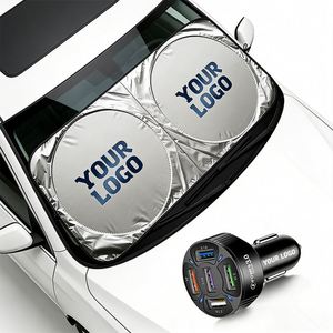Pare-soleil pliable personnalisé avec logo pour pare-brise de voiture, idéal pour concessionnaires automobiles, publicité commerciale et cadeau promotionnel - Product Image 1