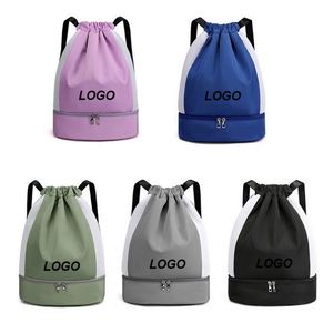 Custom Design Durable Unisex <b>Drawstring</b> Sack, Waterproof Polyester Sports <b>Backpack</b> with Air Cushion Waist Belt - Product Image 6