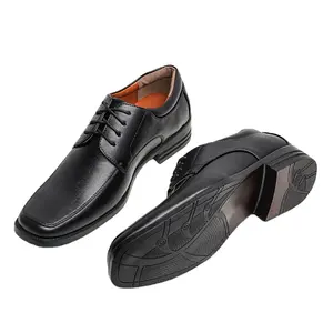 Sepatu kulit asli untuk pria, sepatu formal musim dingin bahan kulit alami warna hitam untuk pria