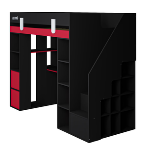 Diseño de <span class=keywords><strong>Cama</strong></span> Alta para Adolescentes con Espacio para Juegos y Computadora, Mesa y Escaleras de Almacenamiento - Product Image 5