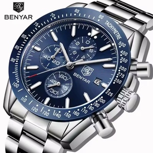 Montre pour homme BENYAR 5140, nouvelle montre de luxe de marque supérieure, montre à quartz pour homme en acier, étanche 30 m, montre décontractée, Relogio Masculino - Product Image 2